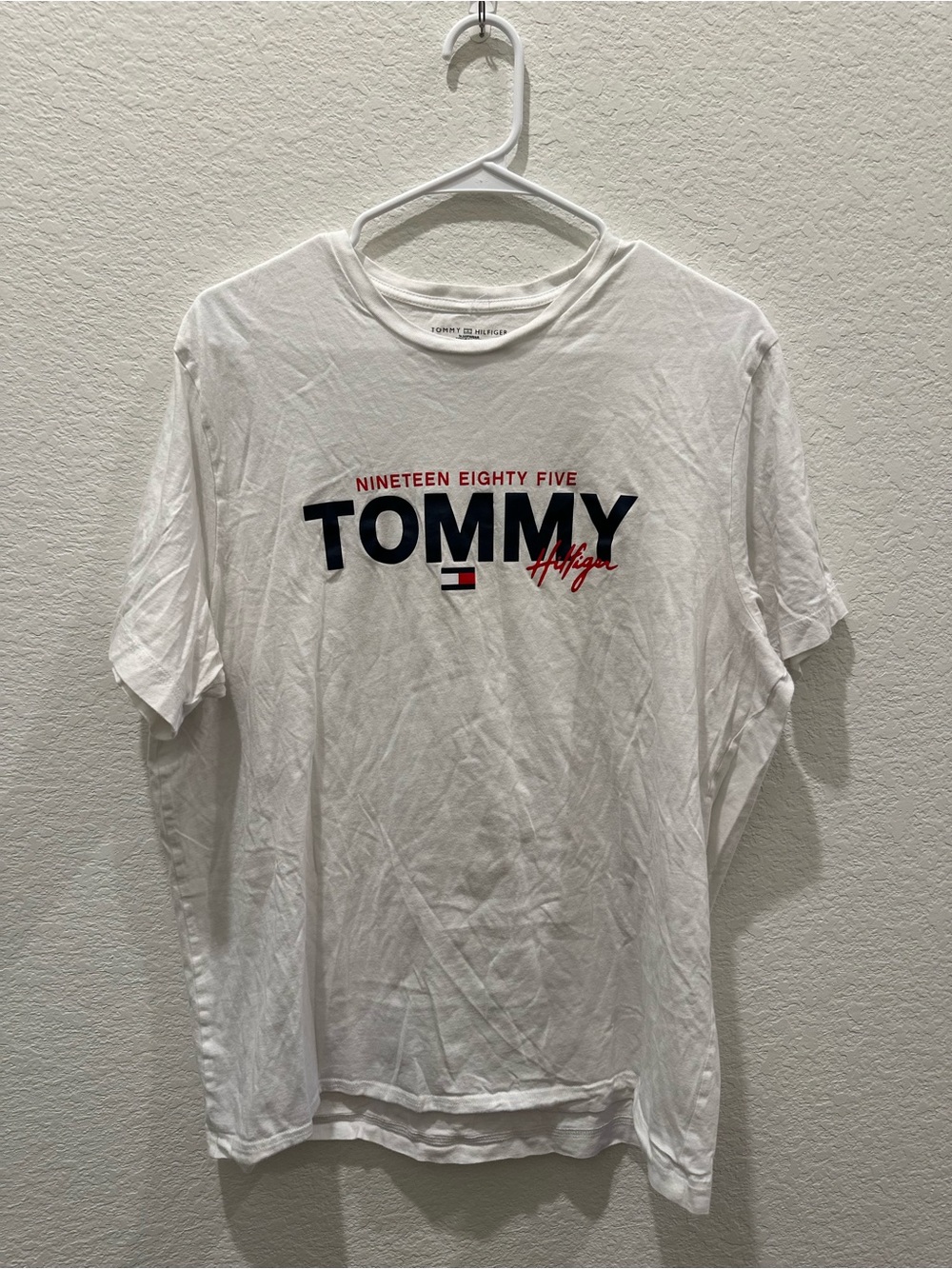 Tommy Hilfiger Mens White Sleepwear T-Shirt Nineteen Eighty Five Logo Large